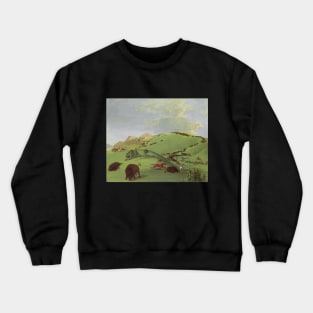 Buffalo Chase, Mouth of the Yellowstone by George Catlin Crewneck Sweatshirt